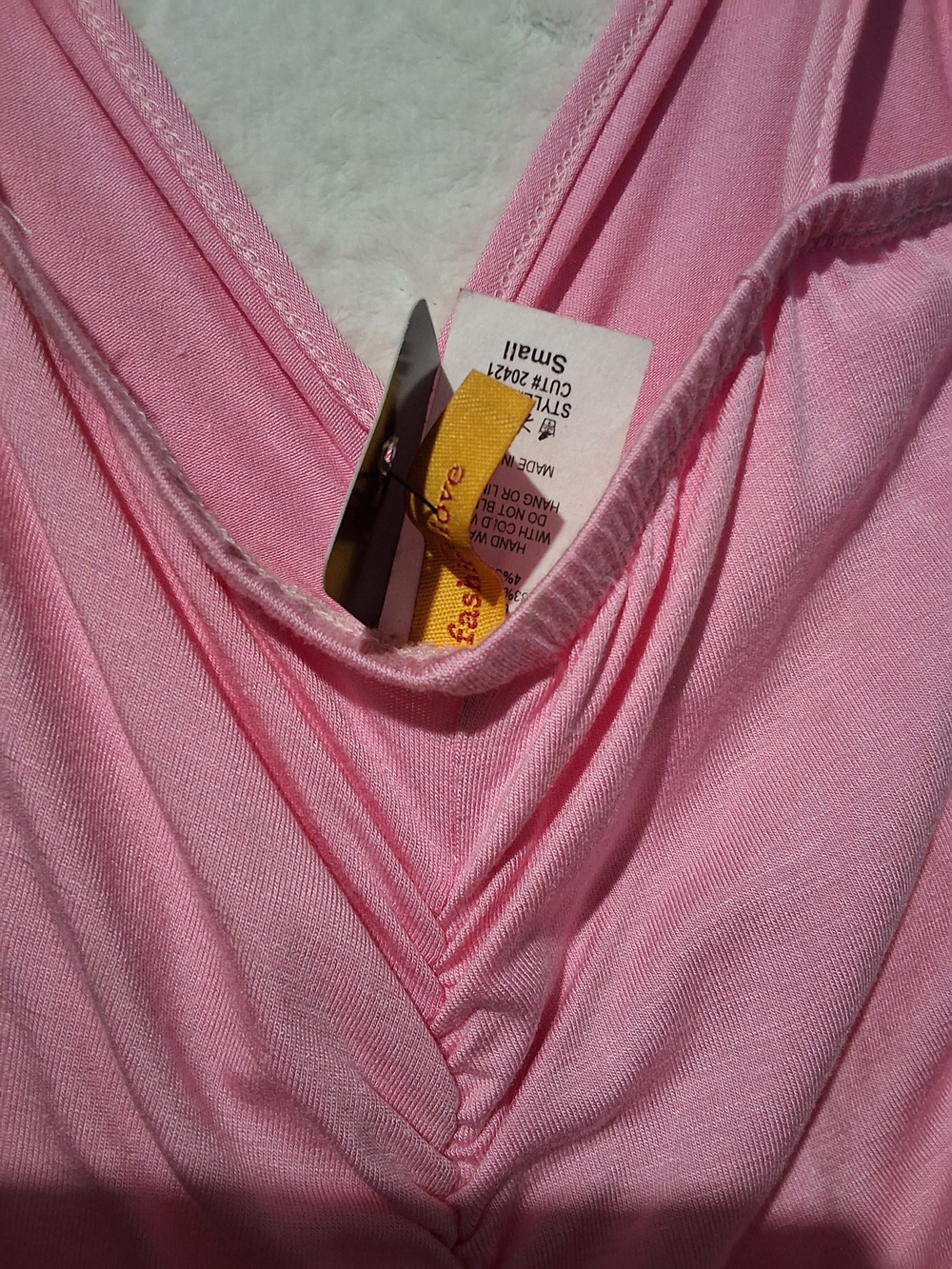 Pink Ruched V-Neck Spaghetti Strap Dress - Picture 9 of 9